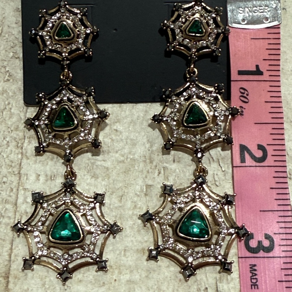 Spiderweb Halloween Statement Earrings - Picture 2 of 5